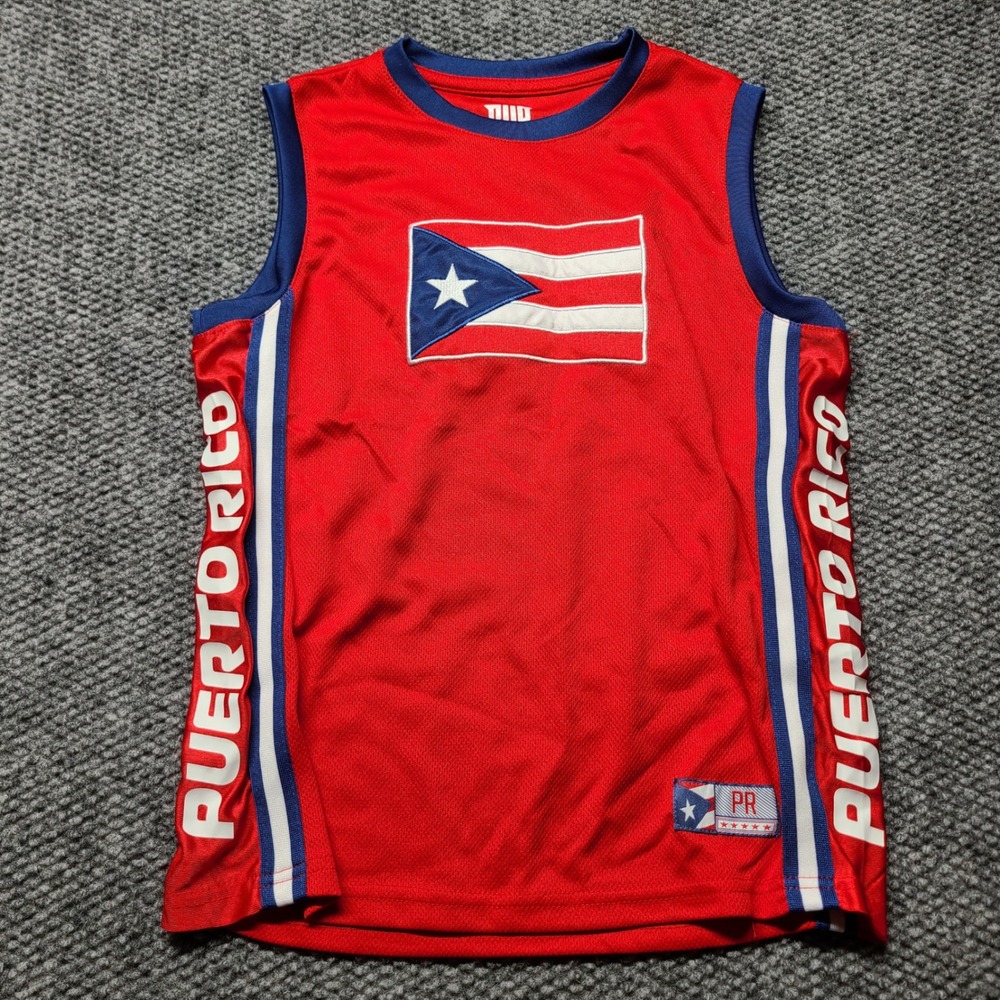 Brooklyn Cloth Kids Puerto Rico Flag Mesh Tank Top Red Jersey Size 14-16